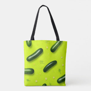 Trendig Vegetable Veggies Cucumber Illustration Tygkasse