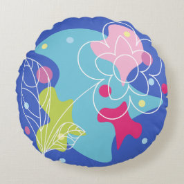 Trendig vektor mönster i en sommarblomma i prickar rund kudde