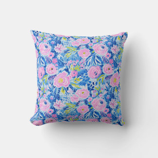 Trendig Vibrant Summer Resort Chic Blommigt Mode Kudde