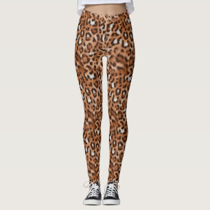 Trendig, Vild, Brun, Vit & Svart Leopard Leggings