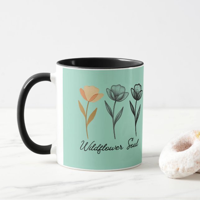 Trendig vildblomsdesign mugg (Med munk)