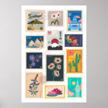 Trendig Vintage Postal Frimärke Collection Poster