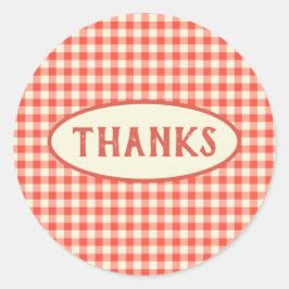 Trendig Vintage Red Checkerboard Mönster Anpassnin Runt Klistermärke