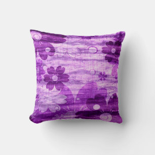 Trendig Violet Flower på Wood Kudde