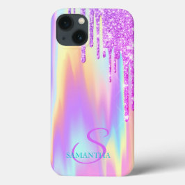 Trendig Violet Glitter Drips Ombre Holografik