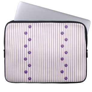 Trendig Violet Rand och Lila Flower Rows Laptop Fodral