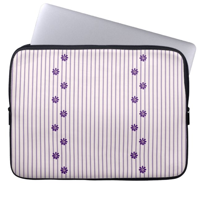 Trendig Violet Rand och Lila Flower Rows Laptop Fodral (Framsidan)