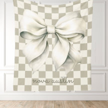 Trendig Vit Bow Personlig med Namn Monogram