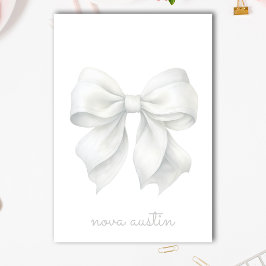 Trendig Vit Bow Personlig med Namn Monogram Post-it Block
