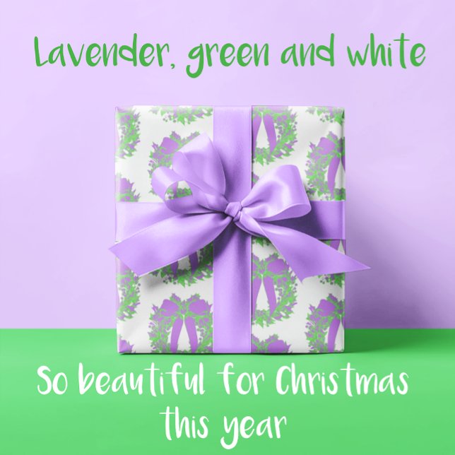 Trendig Vit Grönt för Lila av krans Presentpapper (Stylish, contemporary wrapping paper for Christmas!)