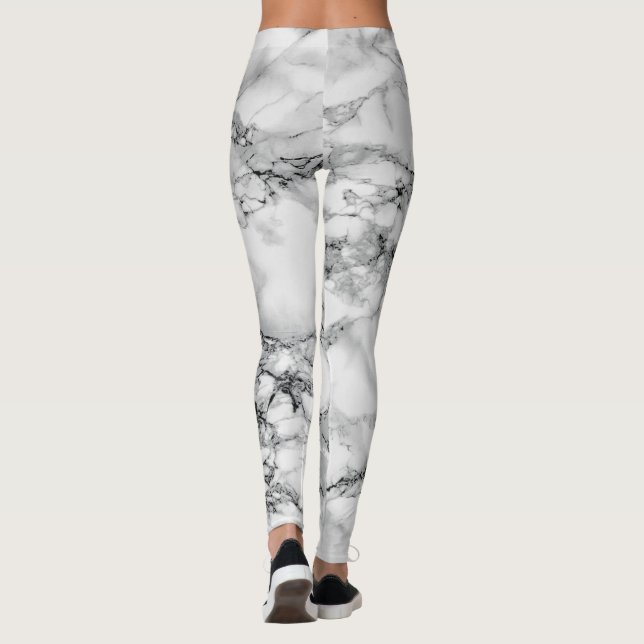 Trendig Vit marmor Stone Leggings (Baksida)