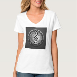 Trendig vit T-shirt med musiksymbol