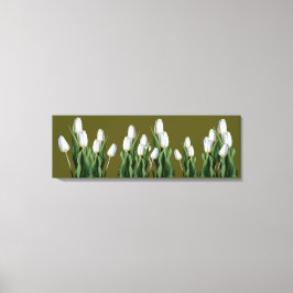 Trendig, vita tulpanblommor coola grönt boho moder canvastryck