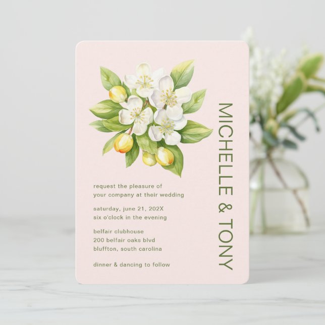 Trendig Watercolor Blommigt Botanical Bröllop Inbjudningar (Stående Fram)