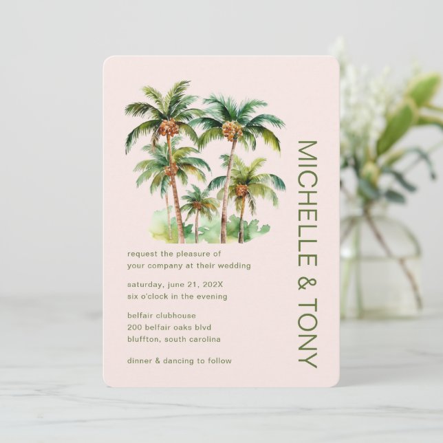 Trendig Watercolor Blommigt Botanical Bröllop Inbjudningar (Stående Fram)