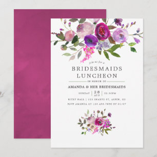 Trendig Watercolor Blommigt Bridesmaids Luncheon Inbjudningar