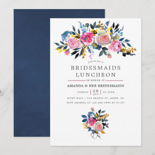 Trendig Watercolor Blommigt Bridesmaids Luncheon Inbjudningar