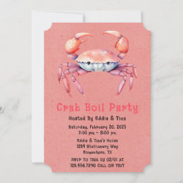 Trendig Watercolor Crab Boil Party eller Company P Inbjudningar