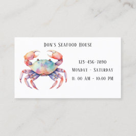 Trendig Watercolor Crab Company/Restaurant Visitkort