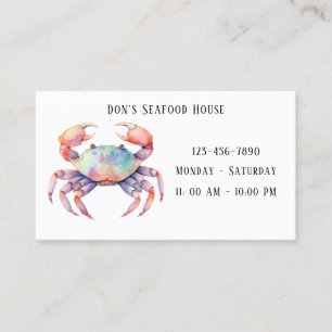 Trendig Watercolor Crab Company/Restaurant Visitkort