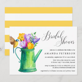 Trendig Watercolor Flowers bröllop Möhippa Inbjudningar