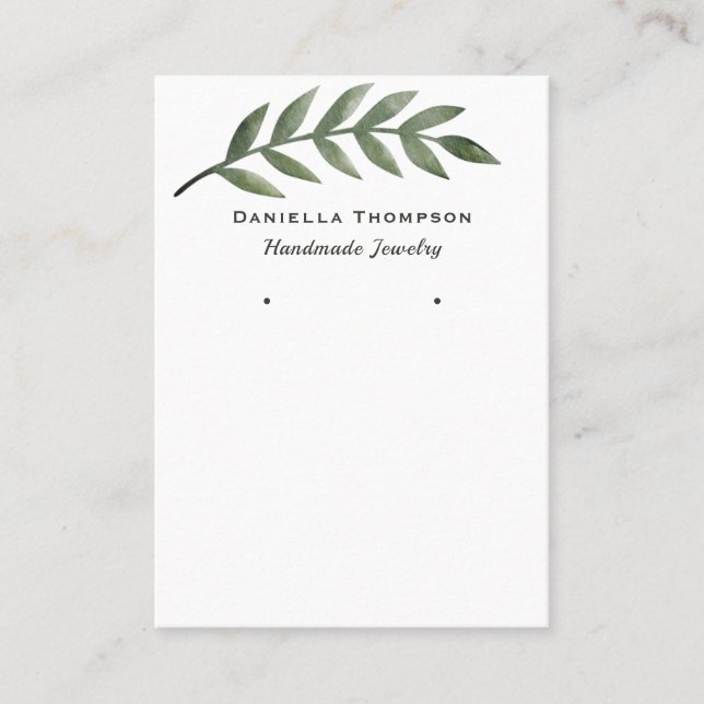Trendig Watercolor Greenery Jewelry Earring Visnin Visitkort (Framsida)