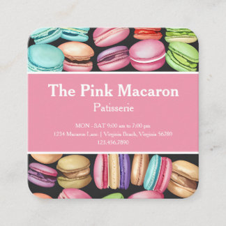 Trendig Watercolor Macaron Fransk Patisserie Baker Fyrkantigt Visitkort
