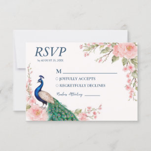 Trendig Watercolor Peacock Flowers OSA Kort