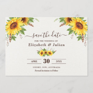 Trendig Watercolor Solblommor Sommar Spara datum Inbjudningar