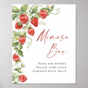 Trendig Watercolor Strawberry Möhippa Mimosa Pub Poster