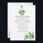 Trendig Watercolor Succulents Pub Mitzvah Inbjudningar<br><div class="desc">Mint teal blue blommigt vattencolor succulent ökcactus plantar inbjudan till pub mitzvah med elegant handskriftstypografi anpassade till dina händelsespecifikationer.</div>