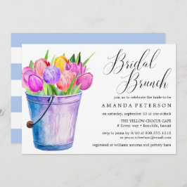 Trendig Watercolor Tulips bröllop Möhippa Brunch Inbjudningar