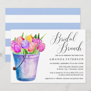 Trendig Watercolor Tulips bröllop Möhippa Brunch Inbjudningar