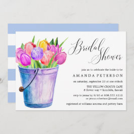 Trendig Watercolor Tulips bröllop Möhippa Inbjudningar