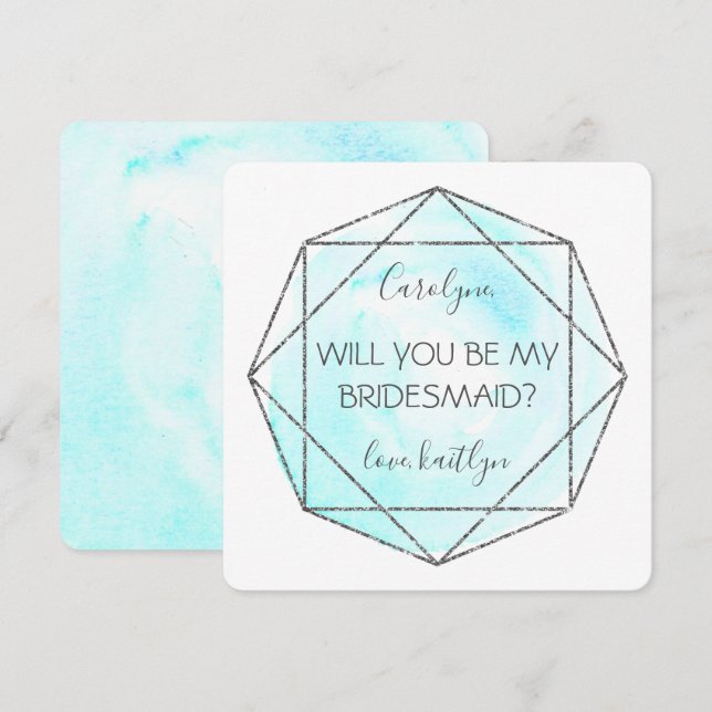 Trendig Waterecolor Diamond | Var min Bridesmaid Inbjudningar (Fram/baksida)