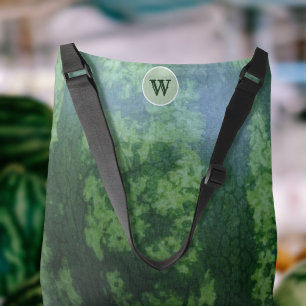 Trendig Watermelon Fruit Rind Monogrammed Grönt Axelväska