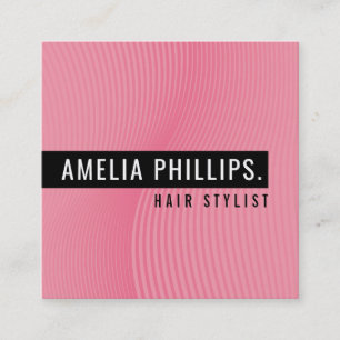 TRENDIG WAVE modern böjd linjer-kandisrosa Fyrkantigt Visitkort