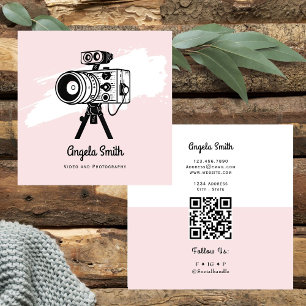 Trendig webbplats för video och fotografering Rosa Fyrkantigt Visitkort