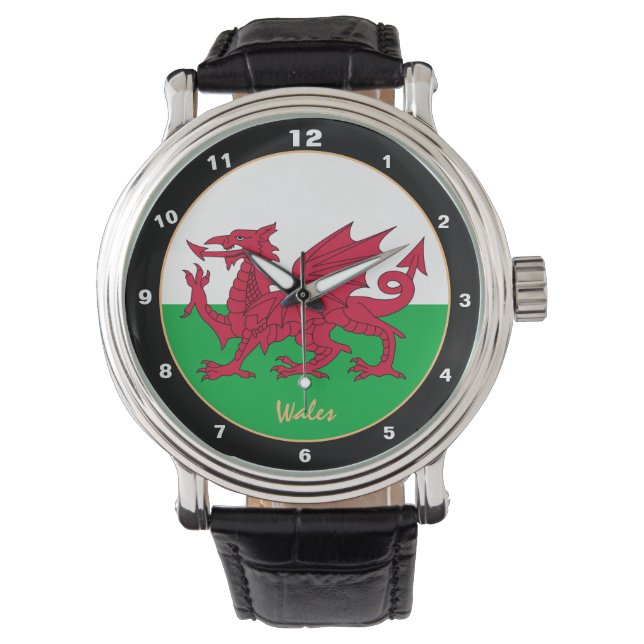 Trendig Welsh Flagga Watch, Wales mode /design Armbandsur (Framsida)