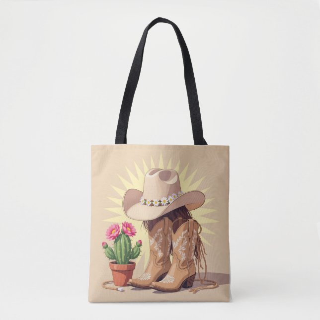 Trendig Western Cowgirl – Rolig & Lekfull Gen Z Tygkasse (Framsida)