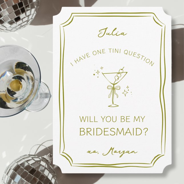Trendig Whimsical Drawn Martini Bridesmaid Frieri Kort (Skapare uppladdad)