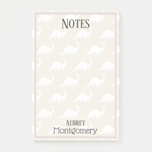 Trendig White Brontosaurus Dinosaurs Personlig Post-it Block (Framsida)