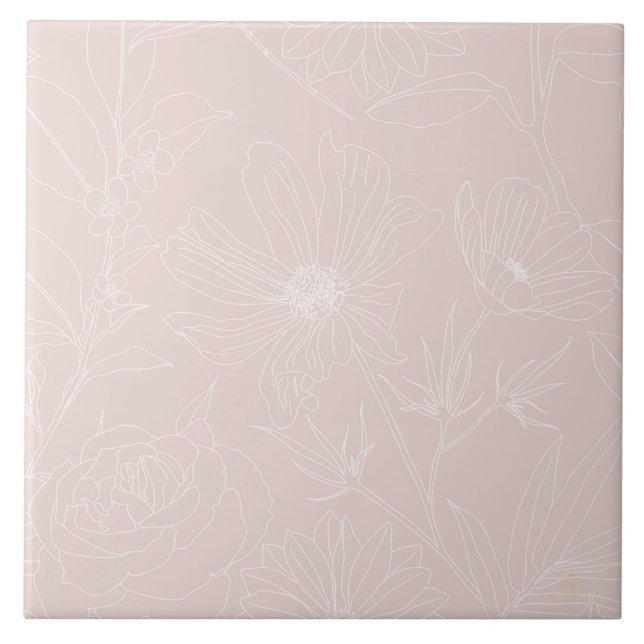Trendig White Flowers (vita blommor) beskriver  Ro Kakelplatta (Framsidan)