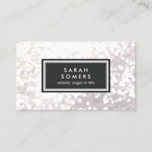 Trendig White Glitter Bokeh Snyggt Black Plaque Visitkort