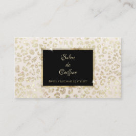 Trendig White Guld Glitter Leopard Print Hair Salo Visitkort