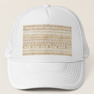Trendig White & Guld Tribal African Mönster Keps