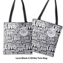 Trendig White Kärlek Typography & Entwted Hearts Tygkasse