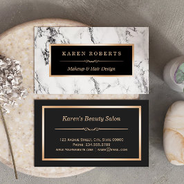 Trendig White Marble Makeup Artist Hair Salon Visitkort
