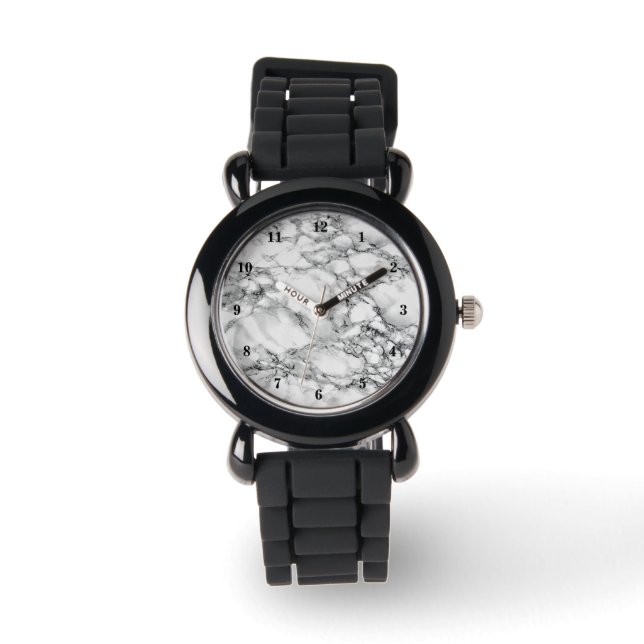 Trendig White Marble Stone Armbandsur (Framsida)