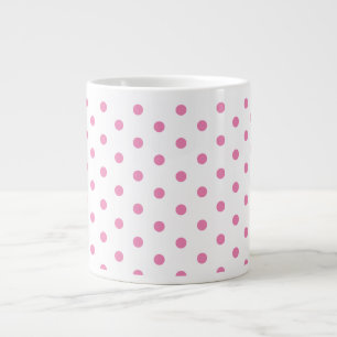 Trendig White och Rosa Polka dots Mönster Retro Jumbo Mugg